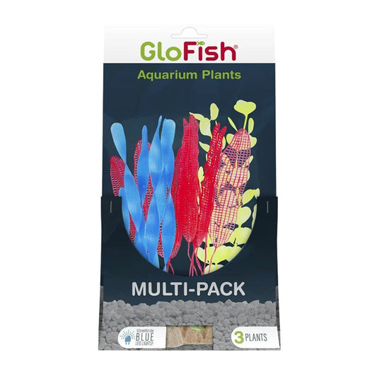 GloFish Aquarium Plant Multi-Pack Yellow, Blue, and Orange