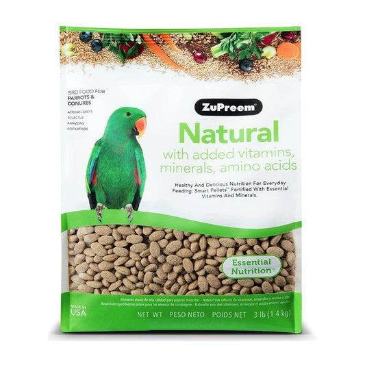 ZuPreem Natural with Added Vitamins, Minerals, Amino Acids Bird Food for Parrots and Conures